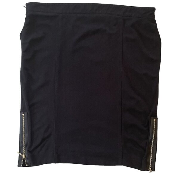Kenneth Cole NY Black Stretchy Zipper Side Slit Bodycon Pencil Skirt Size 10 - Picture 1 of 7